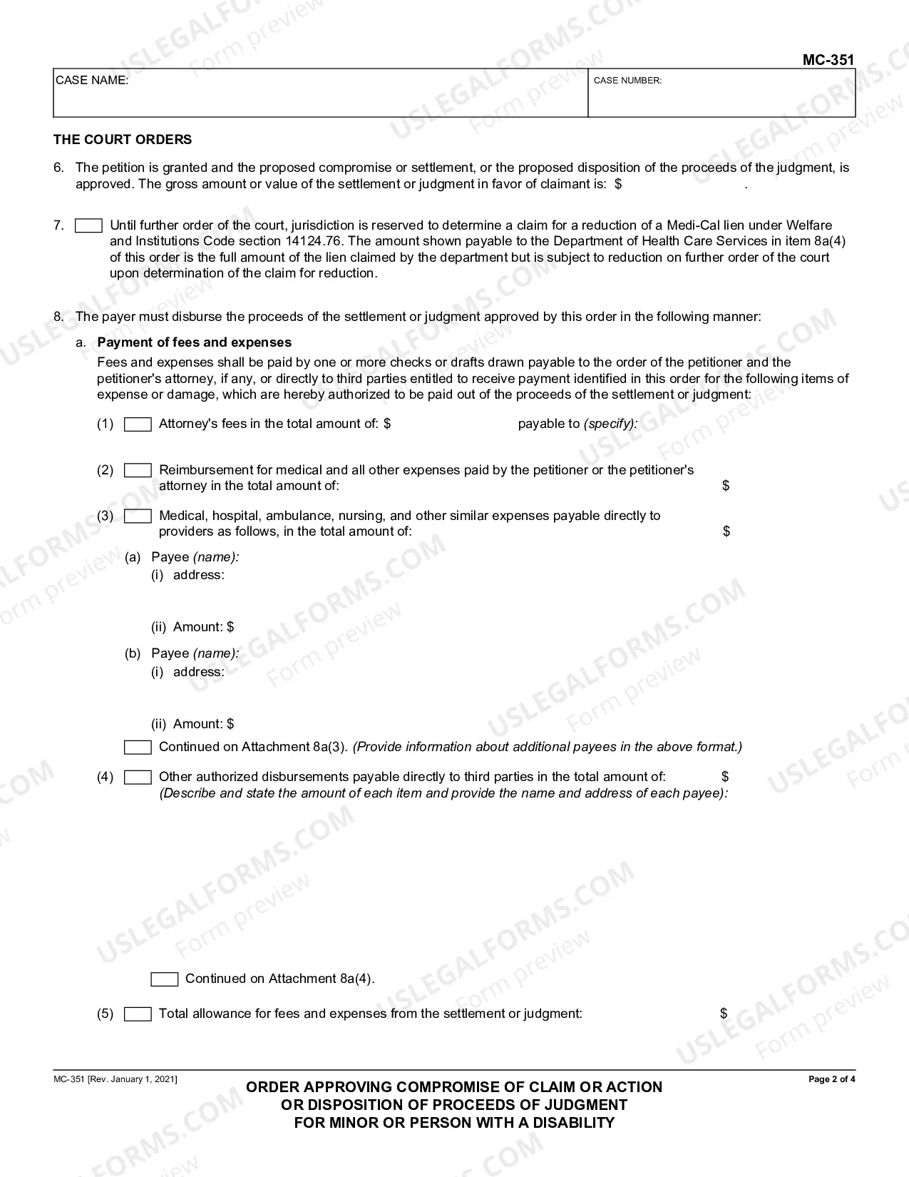 Preview Order Approving Compromise of Claim