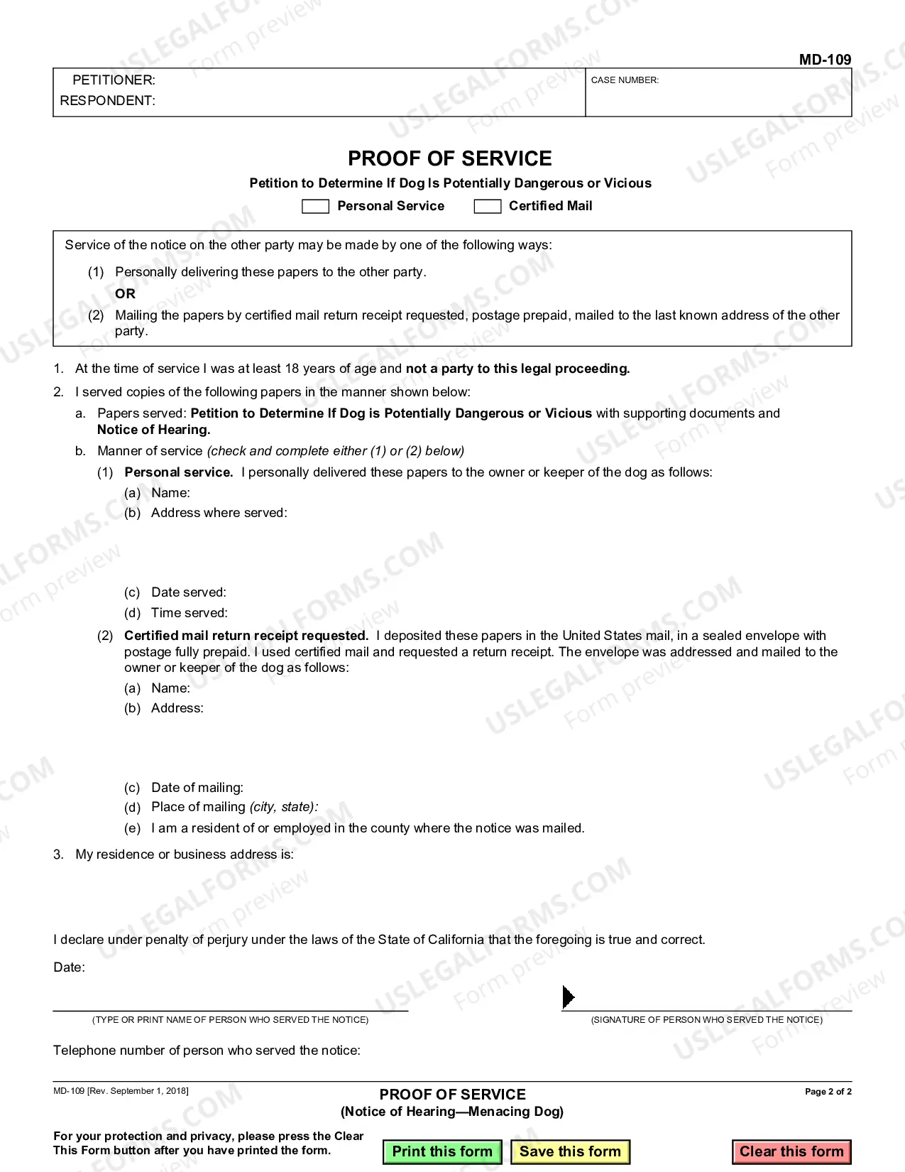 Preview Notice of Hearing - Menacing Dog