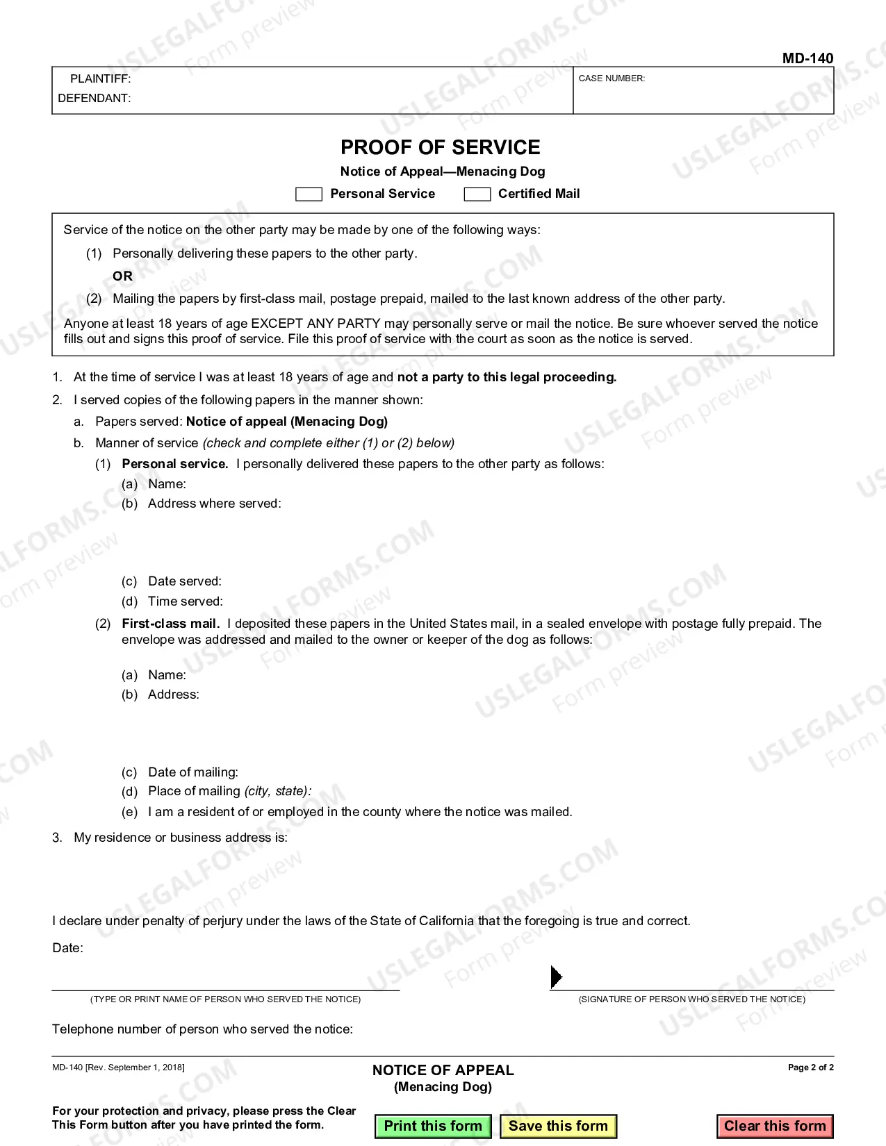 Preview Notice of Appeal - Menacing Dog