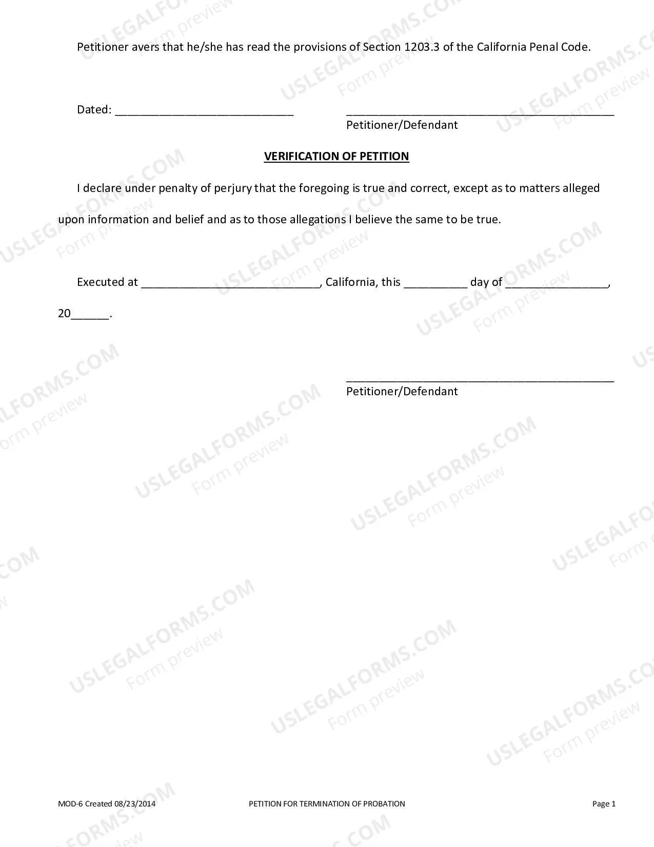 Preview Petition For Termination Of Probation