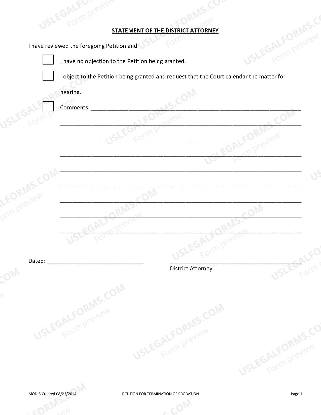Preview Petition For Termination Of Probation