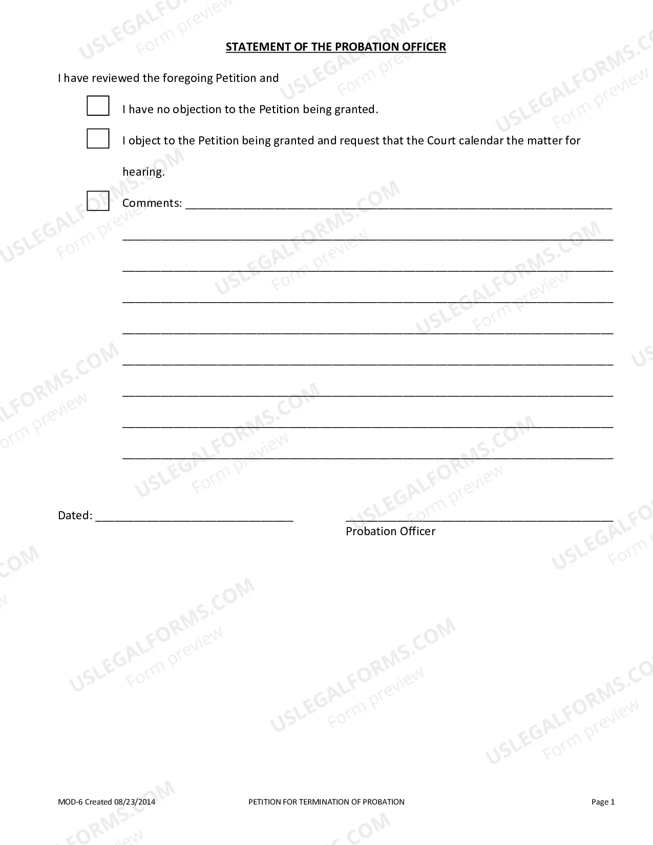 Preview Petition For Termination Of Probation