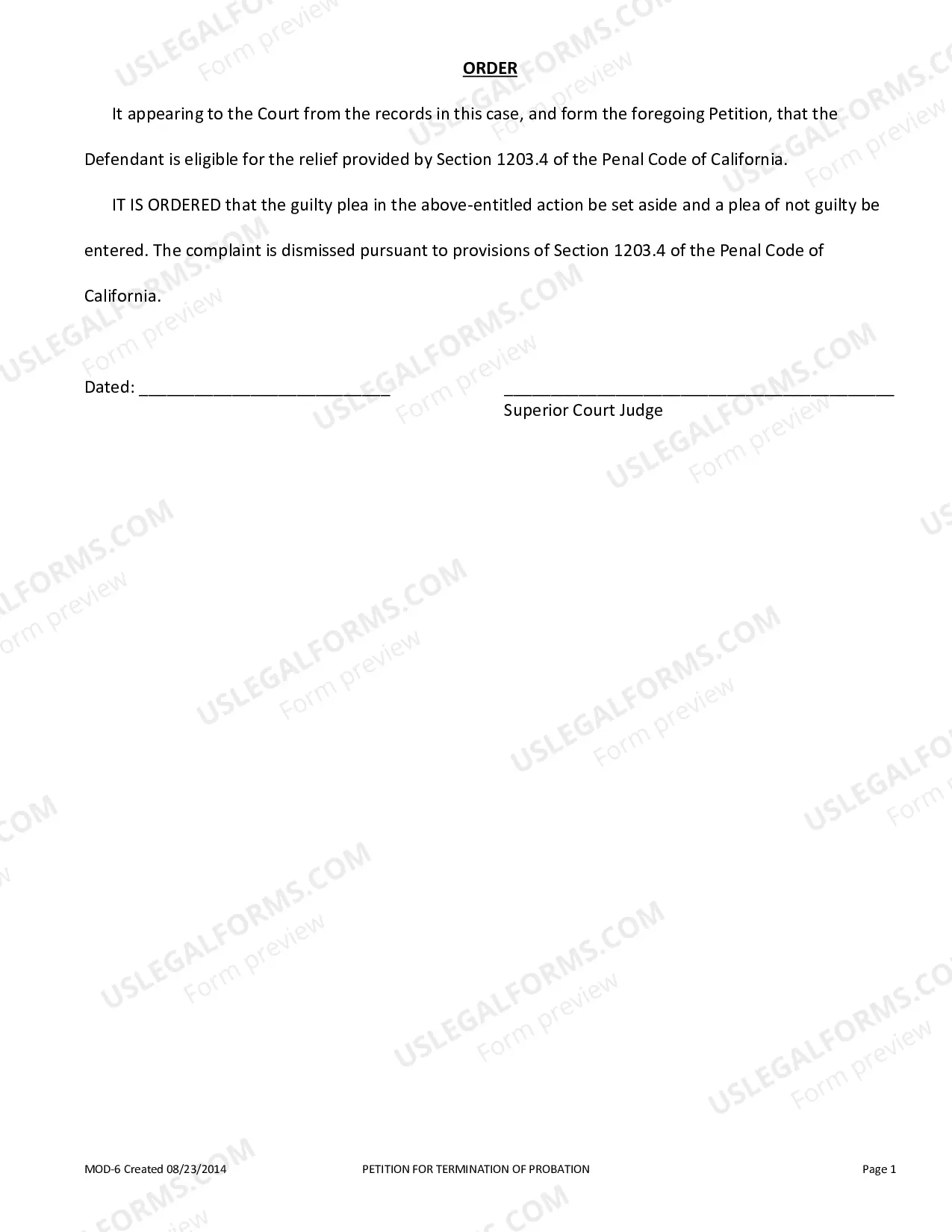 Preview Petition For Termination Of Probation