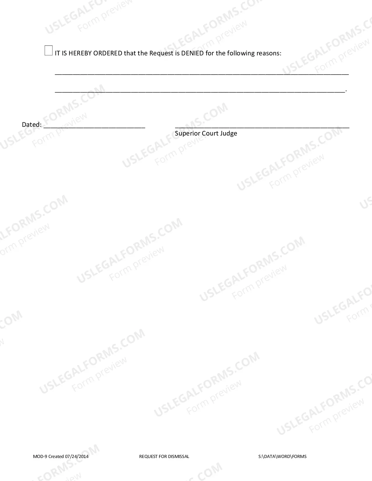 Preview Request For Dismissal