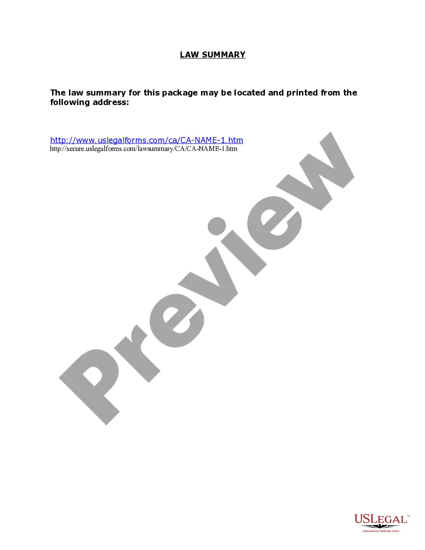 Preview California Name Change Instructions and Forms Package - Los Angeles County Only - Adult Only