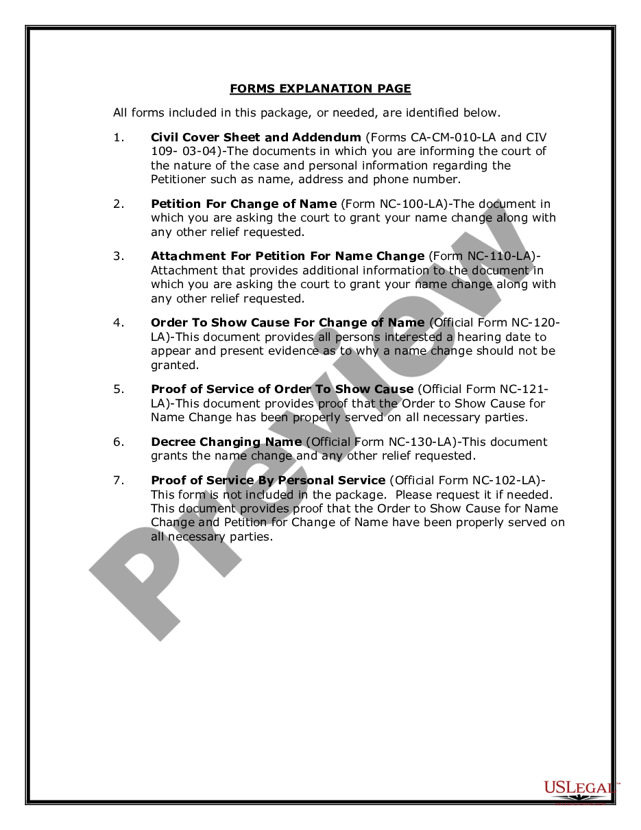 page 7 California Name Change Instructions and Forms Package - Los Angeles County Only - Minor Only preview