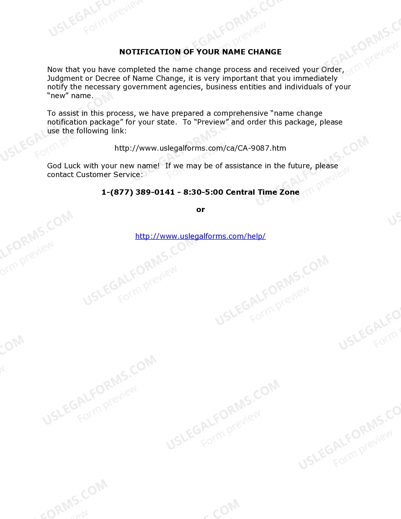 Preview California Name Change Instructions and Forms Package - Los Angeles County Only - Minor Only