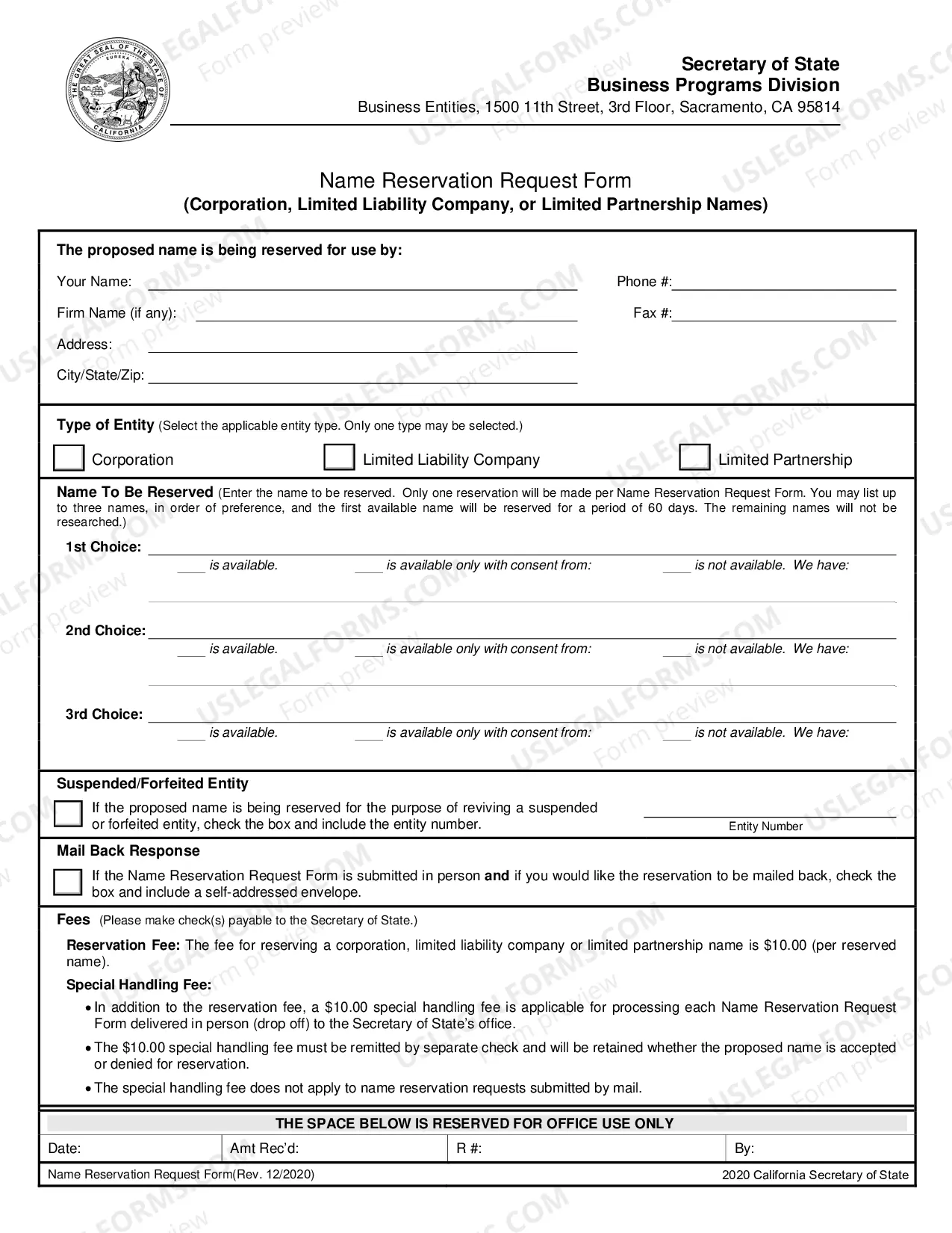 Preview Application for Name Reservation