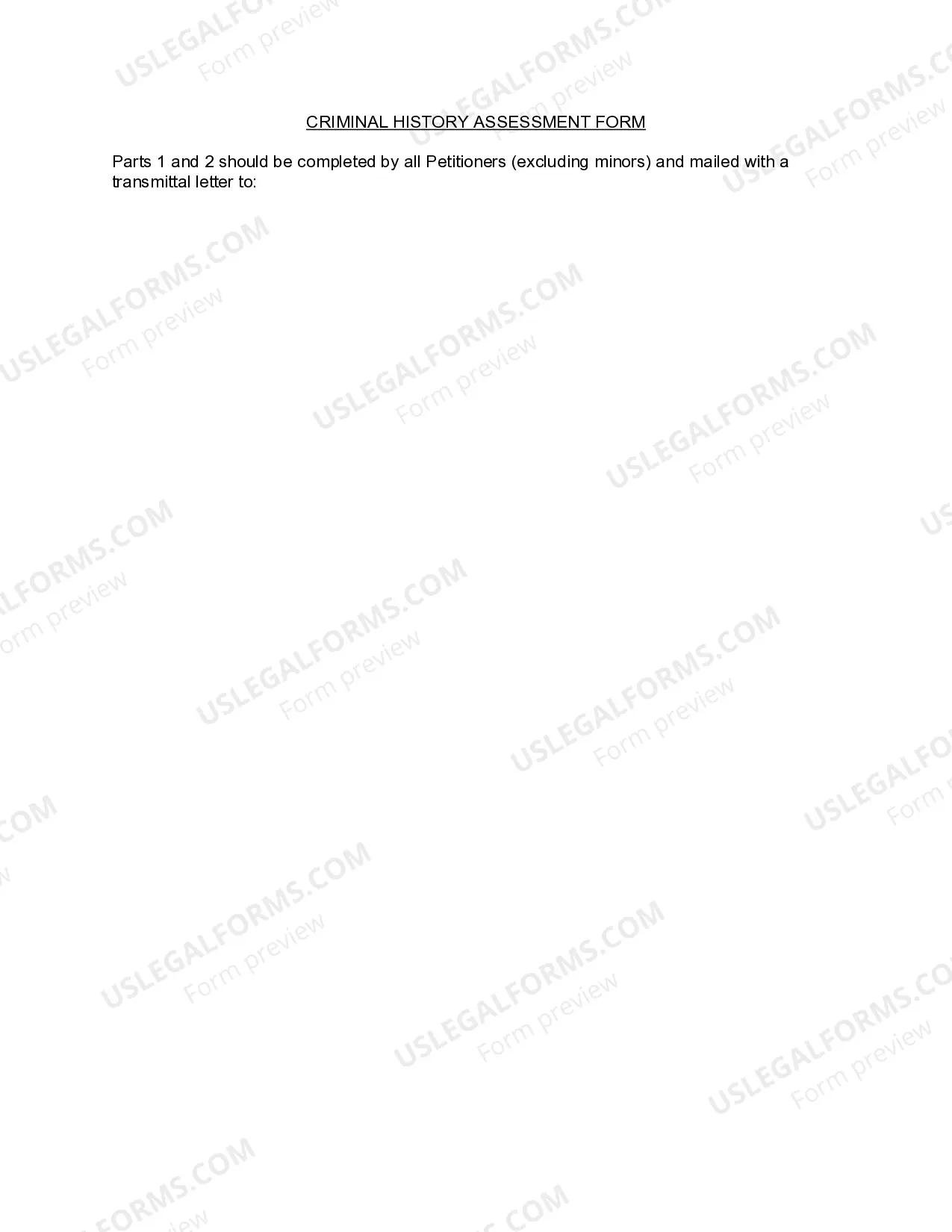 Preview Criminal History Assessment for Adult, Family Name Change