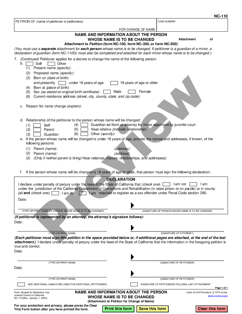 form Name and Information about the Person whose Name is to be Changed for Adult, Family preview