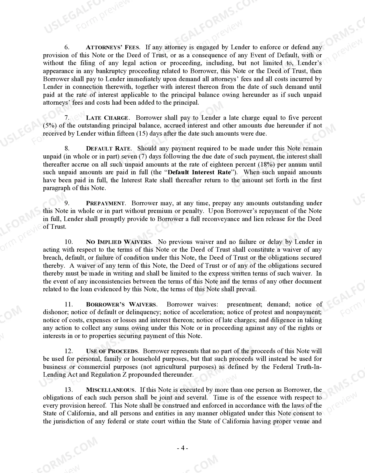 Preview Balloon Payment Promissory Note Secured by Deed of Trust