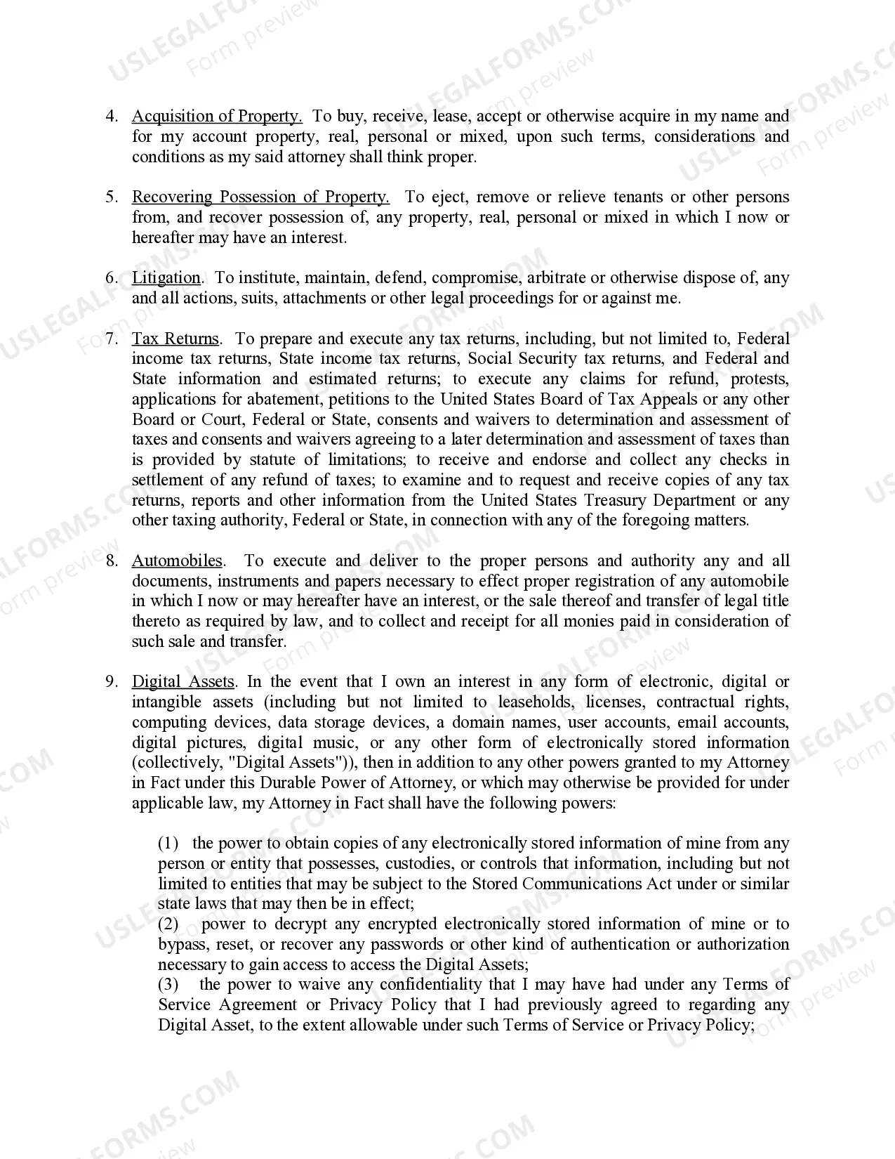 Preview General Power of Attorney - General Powers