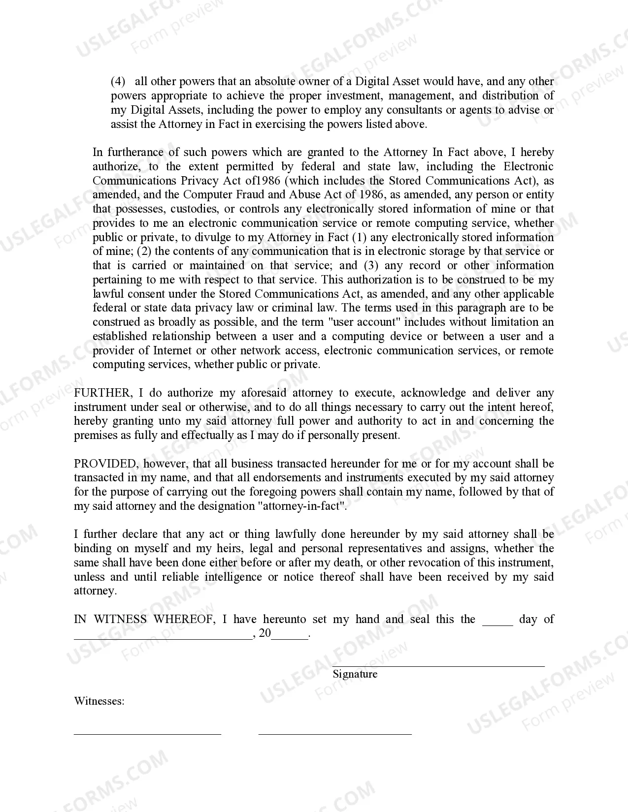 Preview General Power of Attorney - General Powers