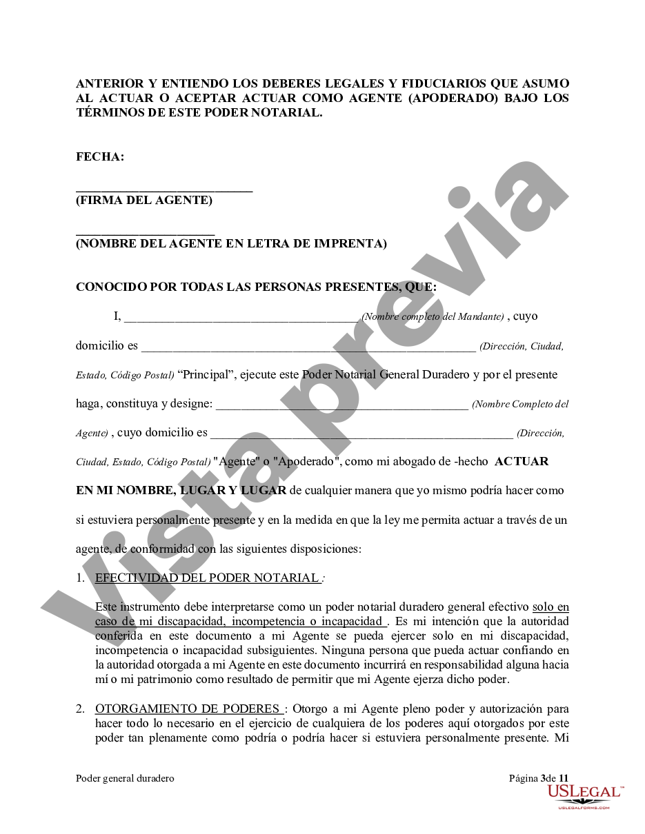 California Poder General Duradero Para La Propiedad Y Las Finanzas O Efectivo Financiero En Caso 0666