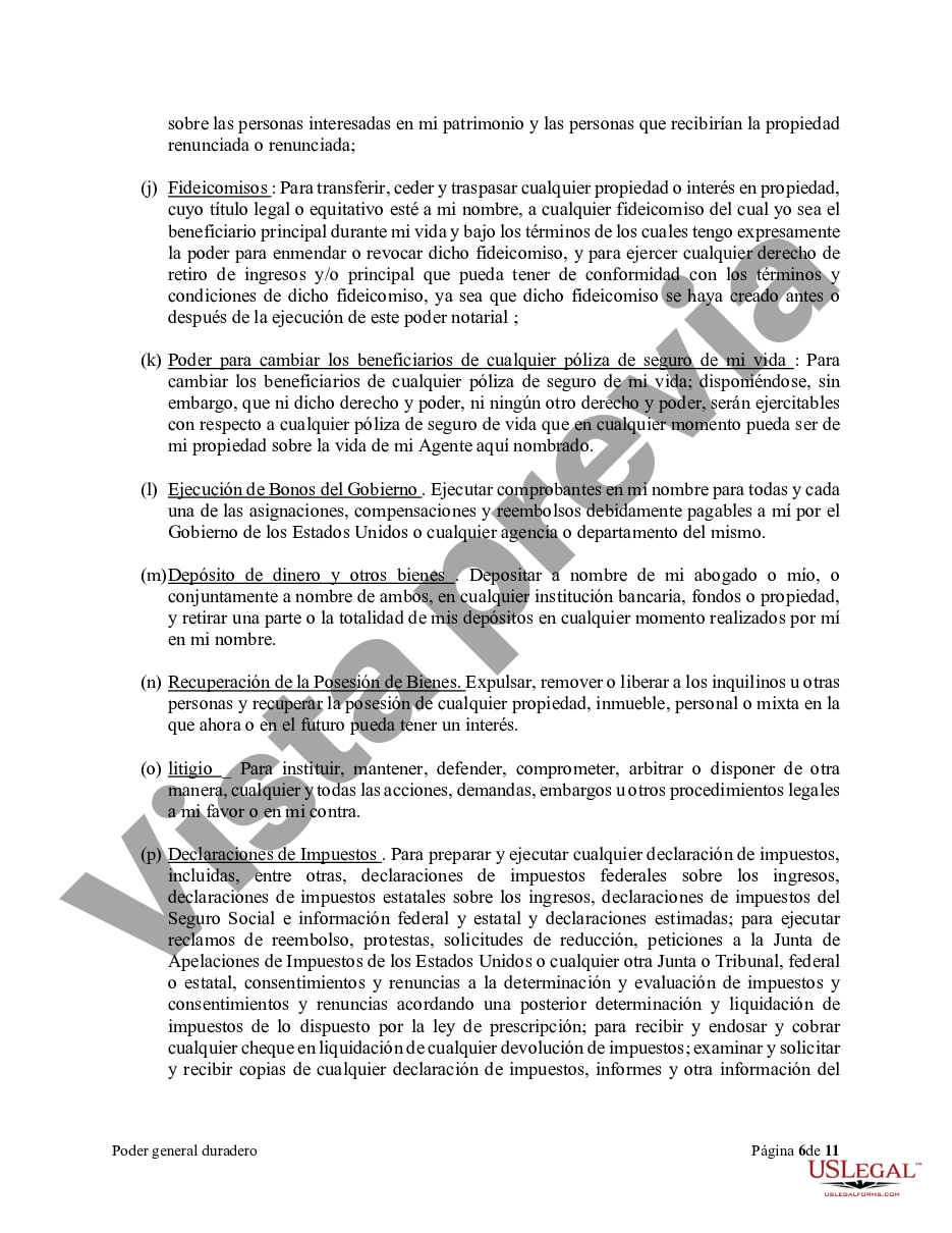 Fontana California Poder General Duradero Para La Propiedad Y Las Finanzas O Efectivo Financiero 9950