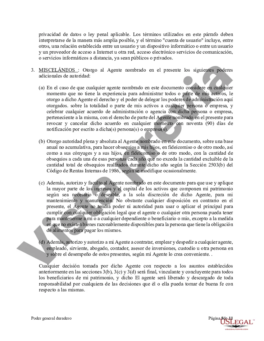 Preview Poder general duradero para la propiedad y las finanzas o efectivo financiero en caso de incapacidad
