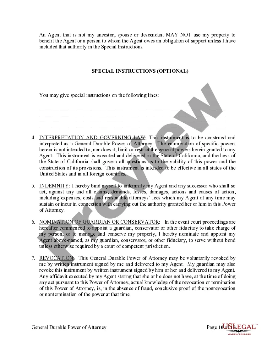 Preview General Durable Power of Attorney for Property and Finances or Financial Effective upon Disability