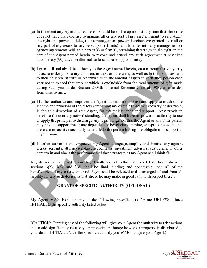 Preview General Durable Power of Attorney for Property and Finances or Financial Effective upon Disability