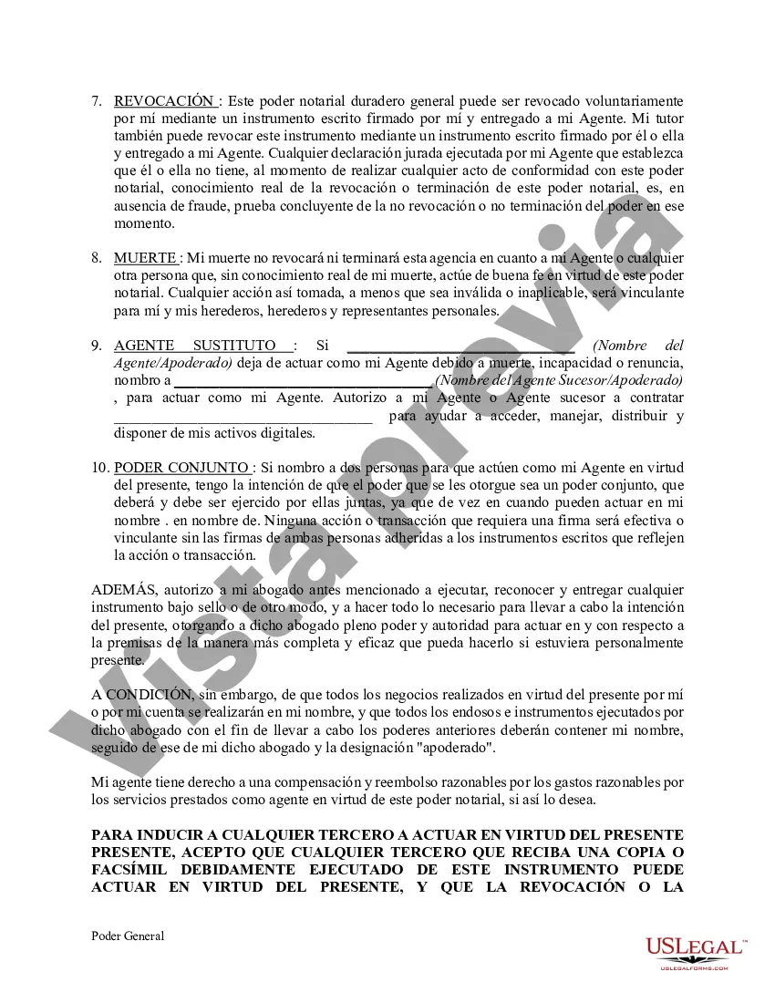 Preview Poder General Duradero para Bienes y Finanzas o Financiero Efectivo Inmediatamente