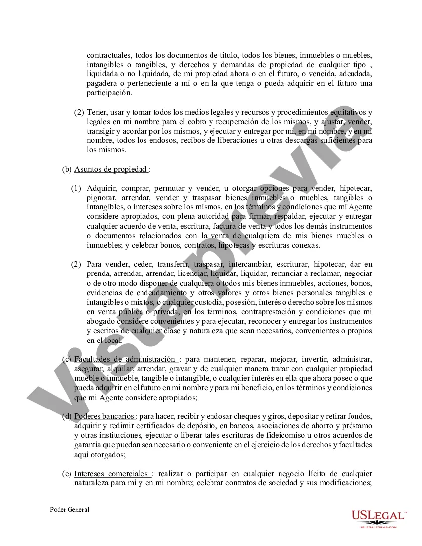 Preview Poder General Duradero para Bienes y Finanzas o Financiero Efectivo Inmediatamente