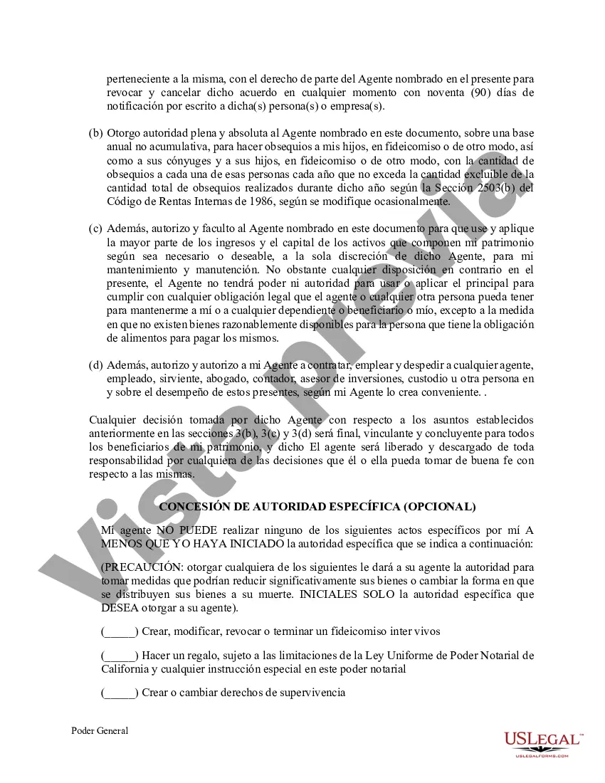 Preview Poder General Duradero para Bienes y Finanzas o Financiero Efectivo Inmediatamente