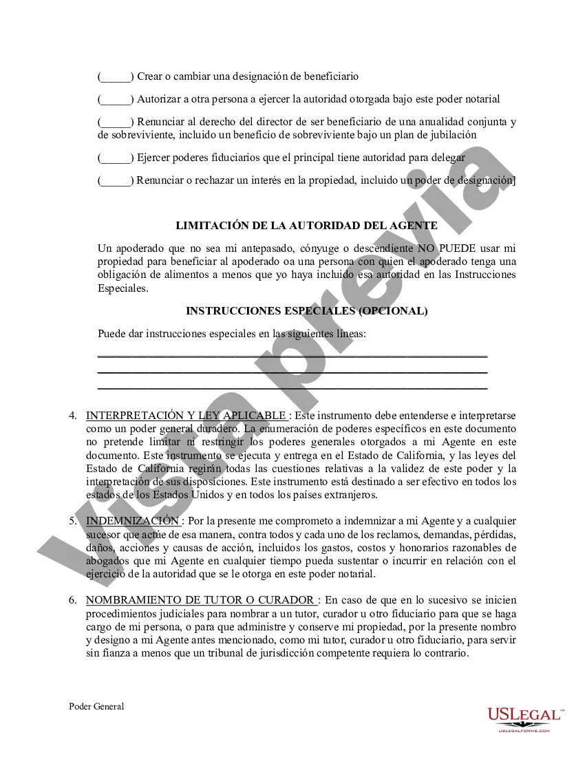 Preview Poder General Duradero para Bienes y Finanzas o Financiero Efectivo Inmediatamente