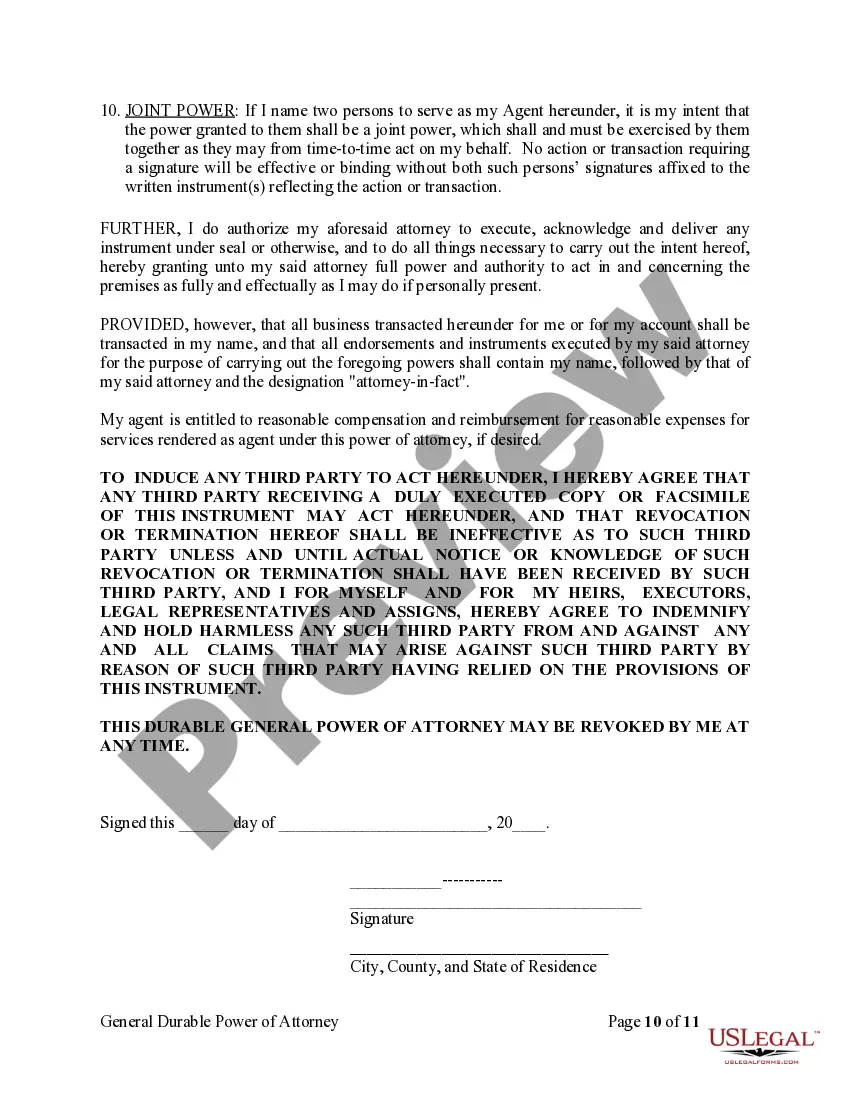 Preview General Durable Power of Attorney for Property and Finances or Financial Effective Immediately