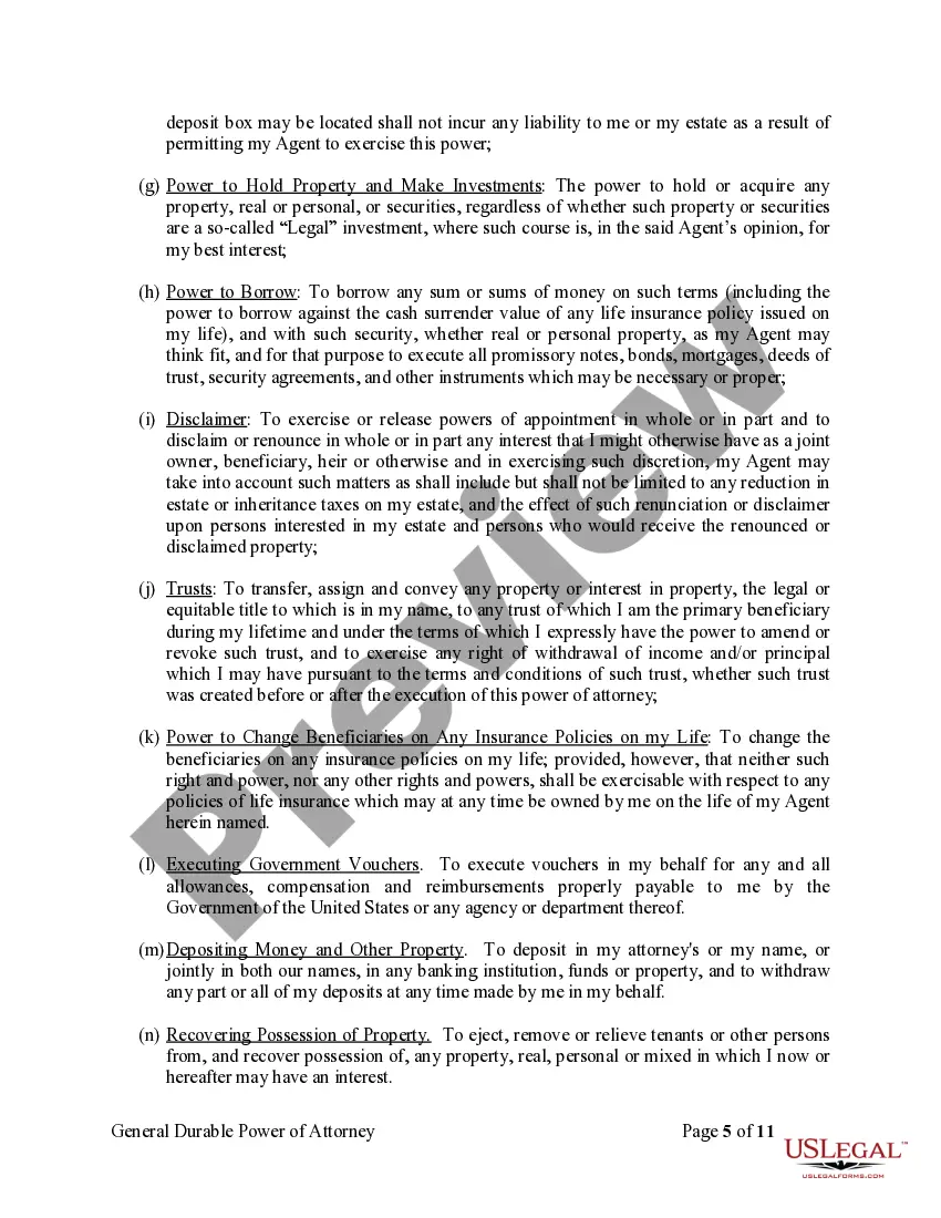 Preview General Durable Power of Attorney for Property and Finances or Financial Effective Immediately