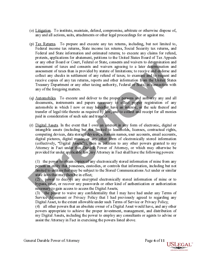 Preview General Durable Power of Attorney for Property and Finances or Financial Effective Immediately