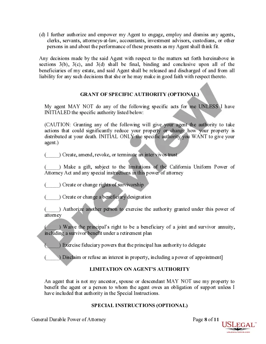 Preview General Durable Power of Attorney for Property and Finances or Financial Effective Immediately