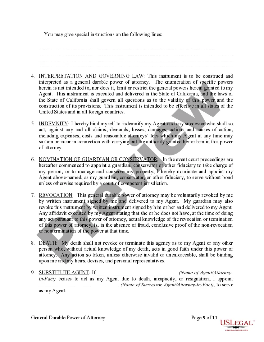 Preview General Durable Power of Attorney for Property and Finances or Financial Effective Immediately