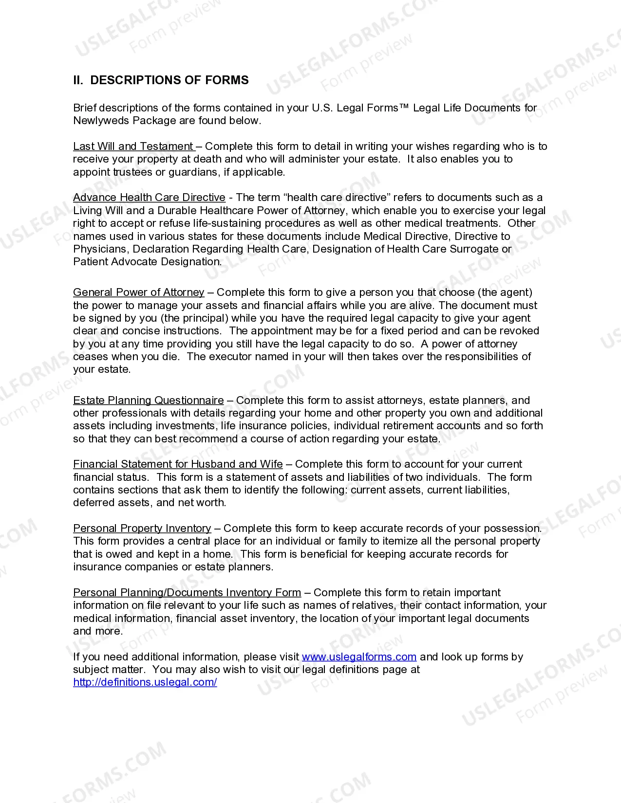 Preview California Essential Legal Life Documents for Newlyweds