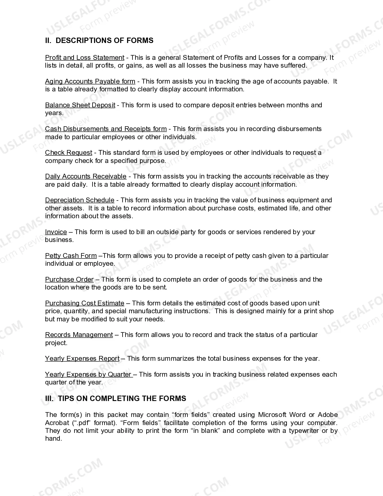 Preview California Small Business Accounting Package