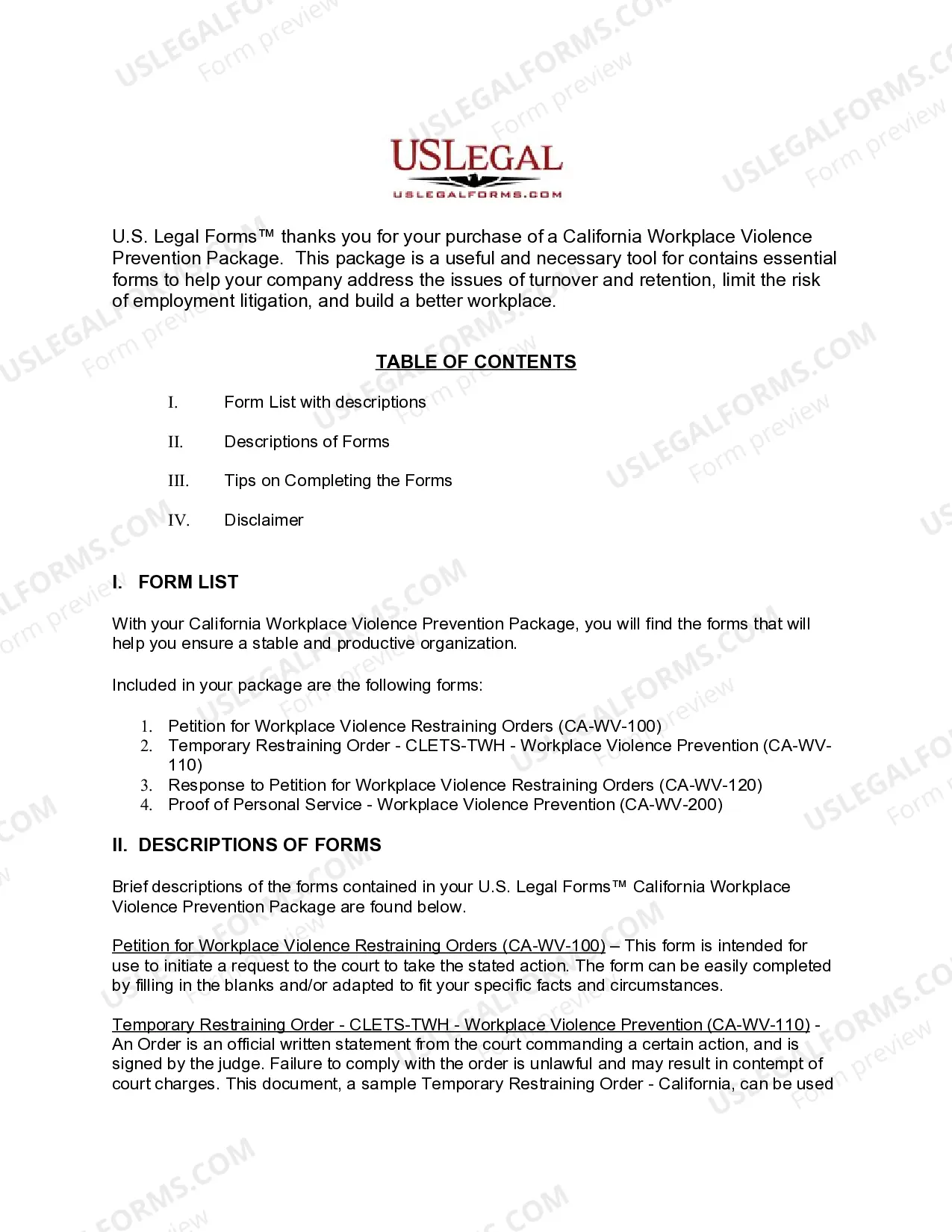 Preview California Workplace Violence Prevention Package