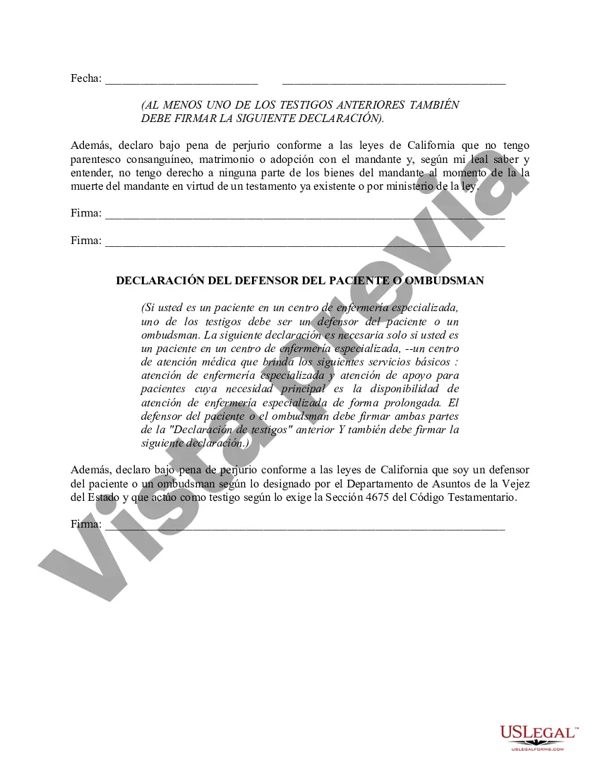 Preview Poder notarial duradero para el cuidado de la salud