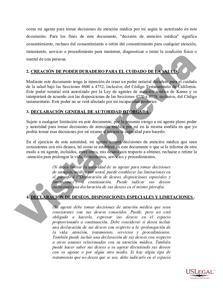 Preview Poder notarial duradero para el cuidado de la salud