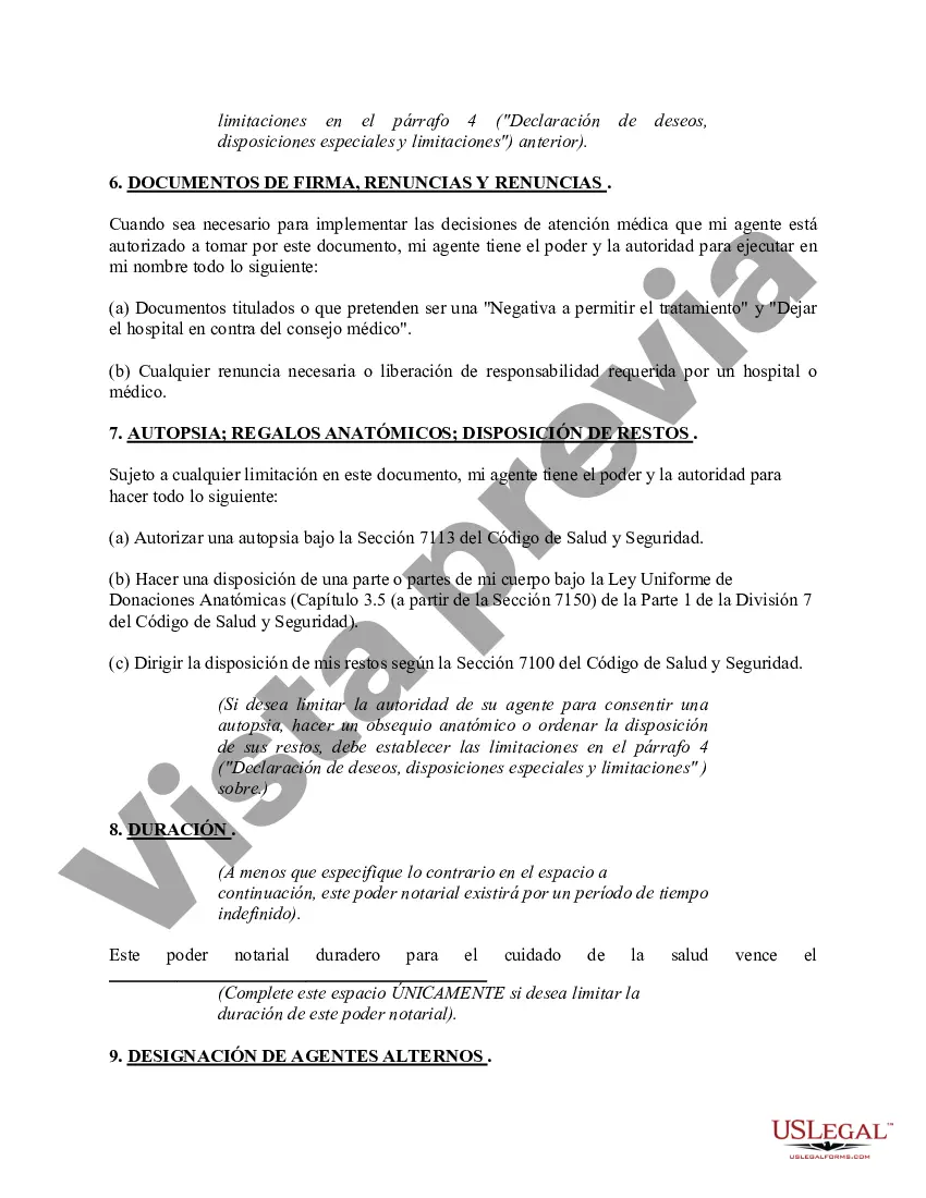 Preview Poder notarial duradero para el cuidado de la salud