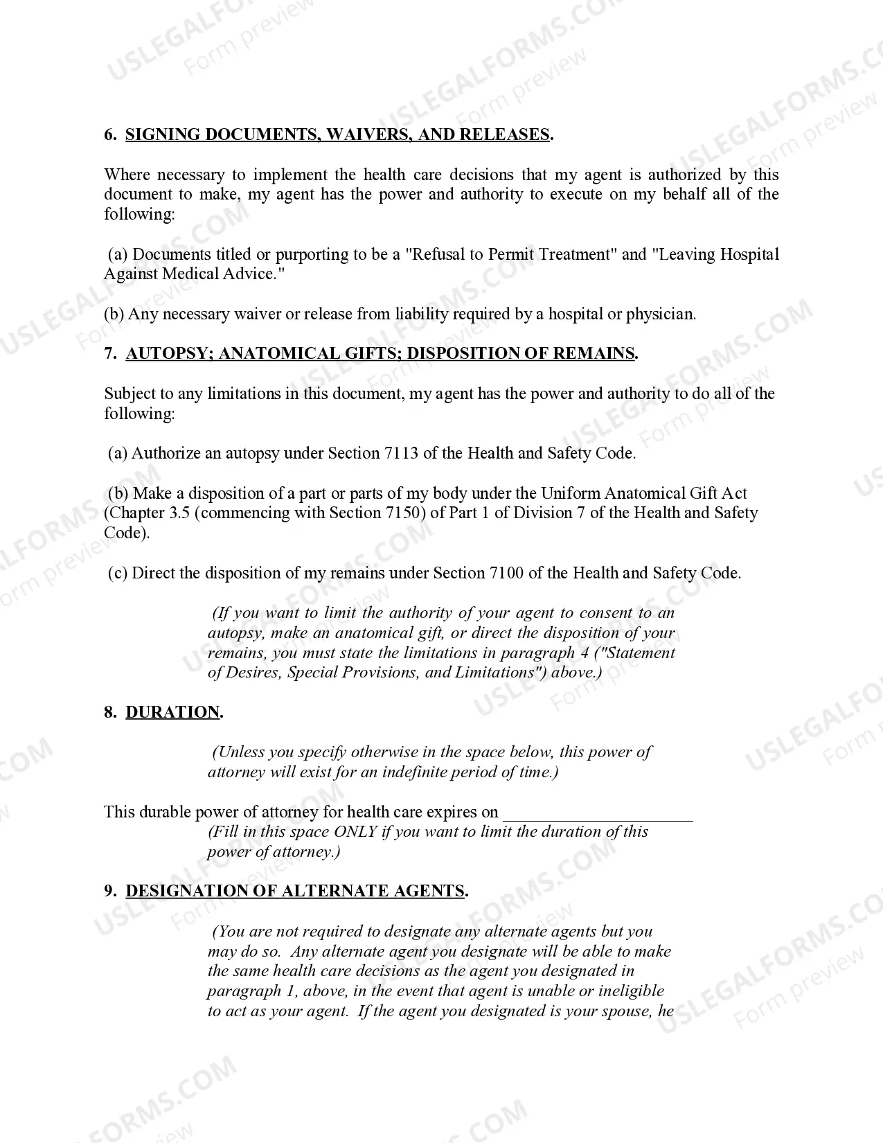 Preview Durable Power of Attorney for Health Care