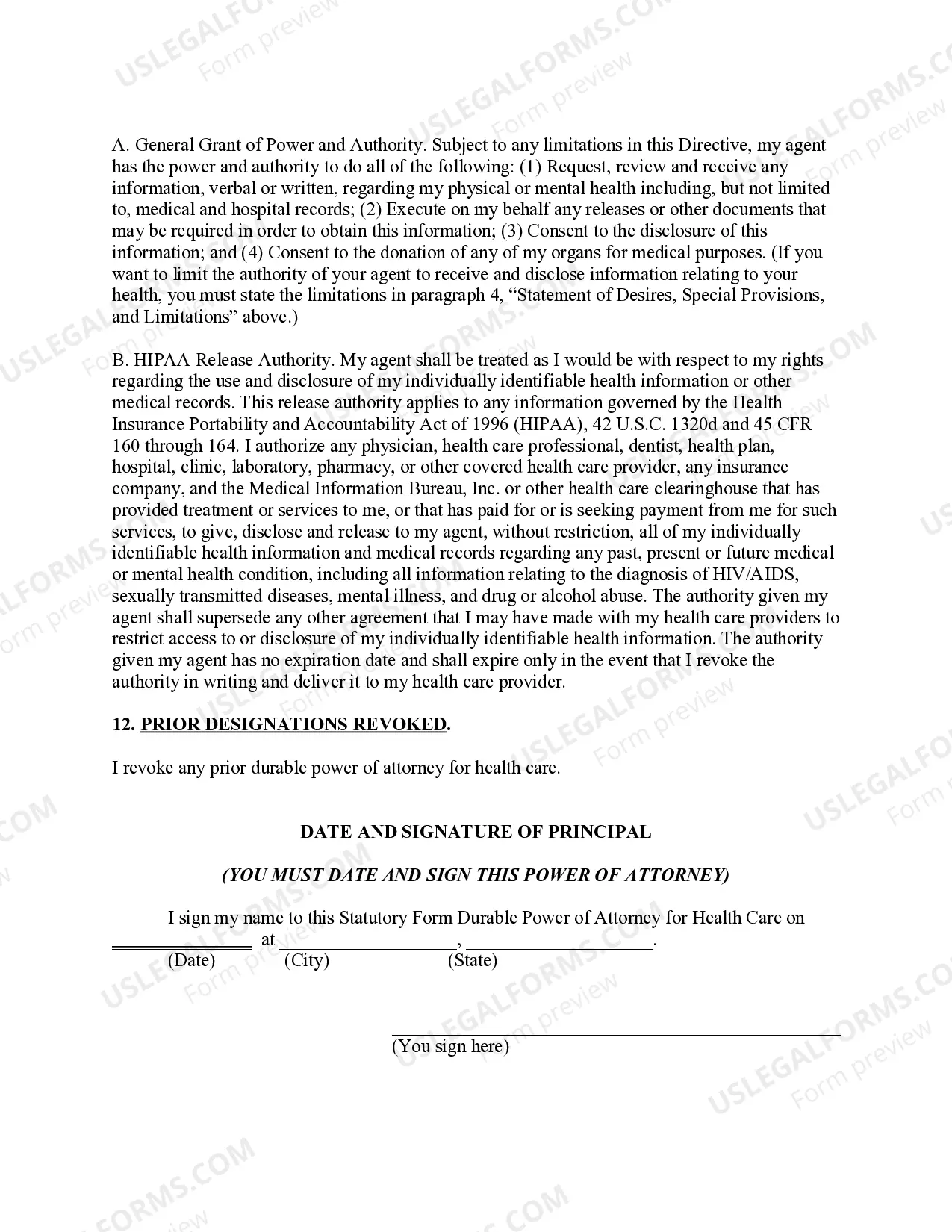 Preview Durable Power of Attorney for Health Care