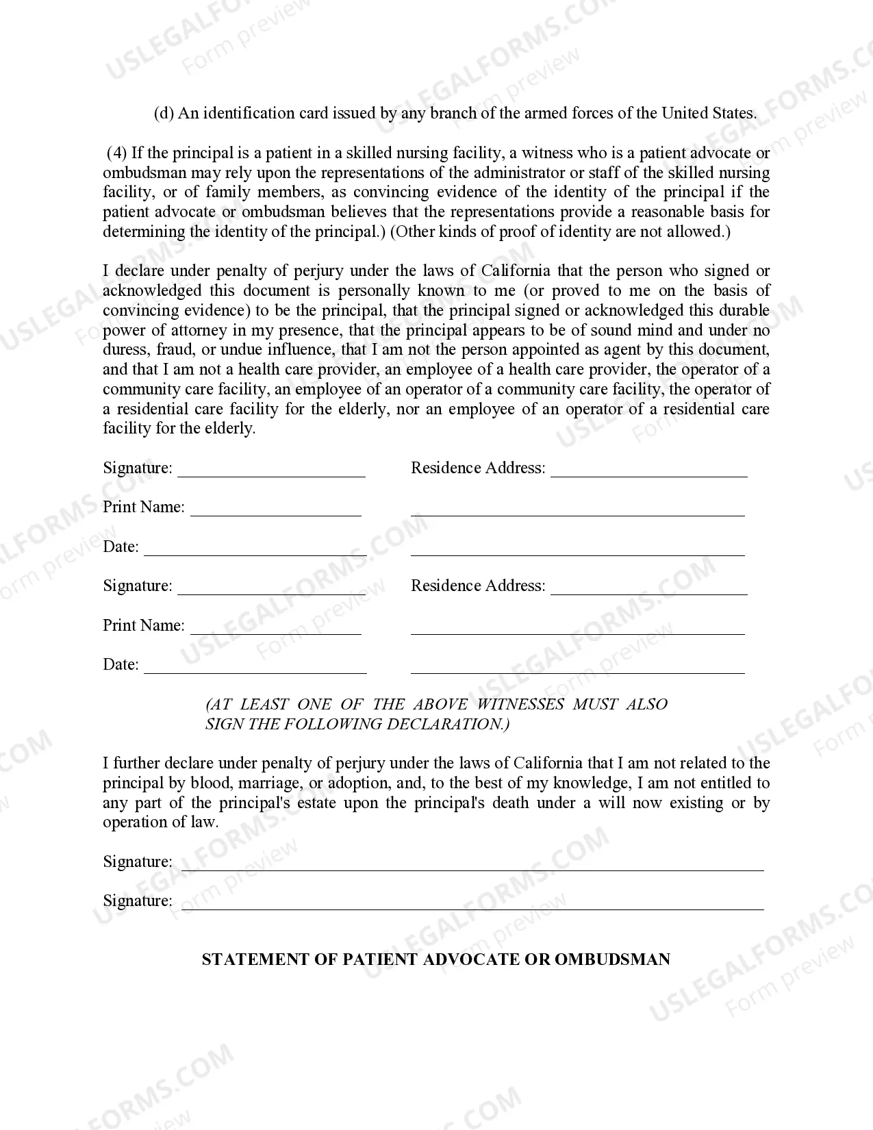 Preview Durable Power of Attorney for Health Care