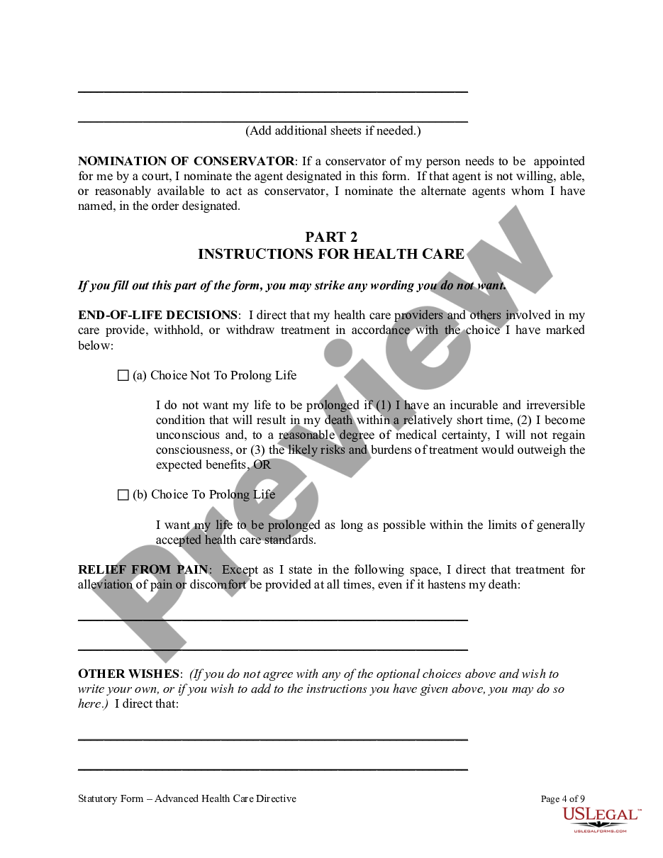page 3 Statutory Health Care Directive preview