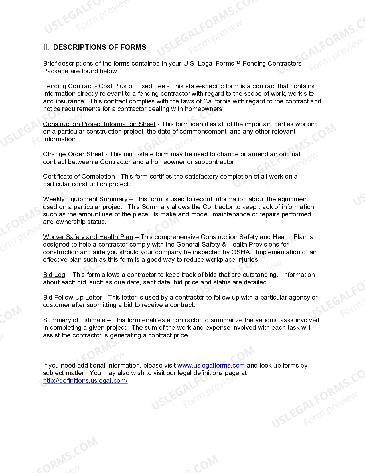 Preview California Fencing Contractor Package