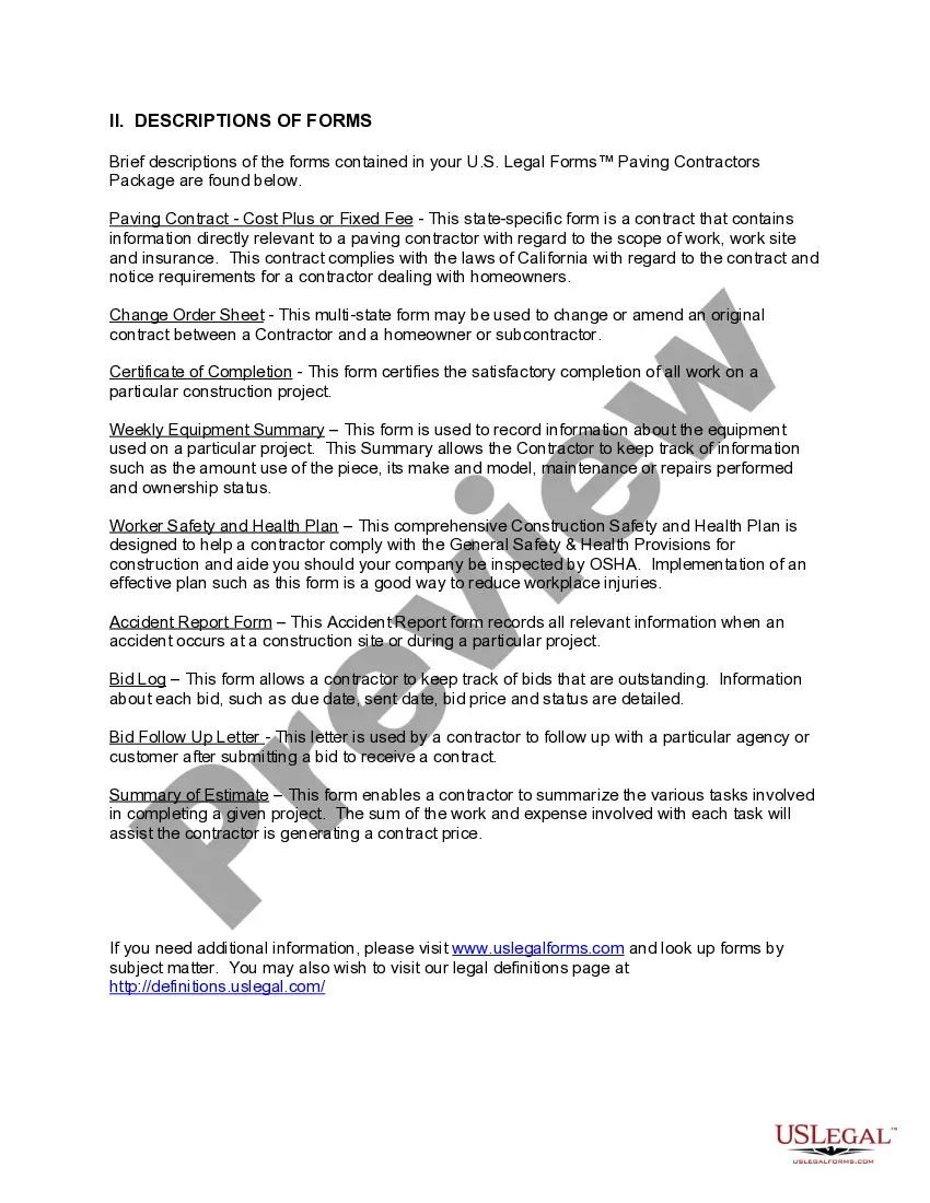 Get California Paving Contractor Package Preview California Paving Contractor Package