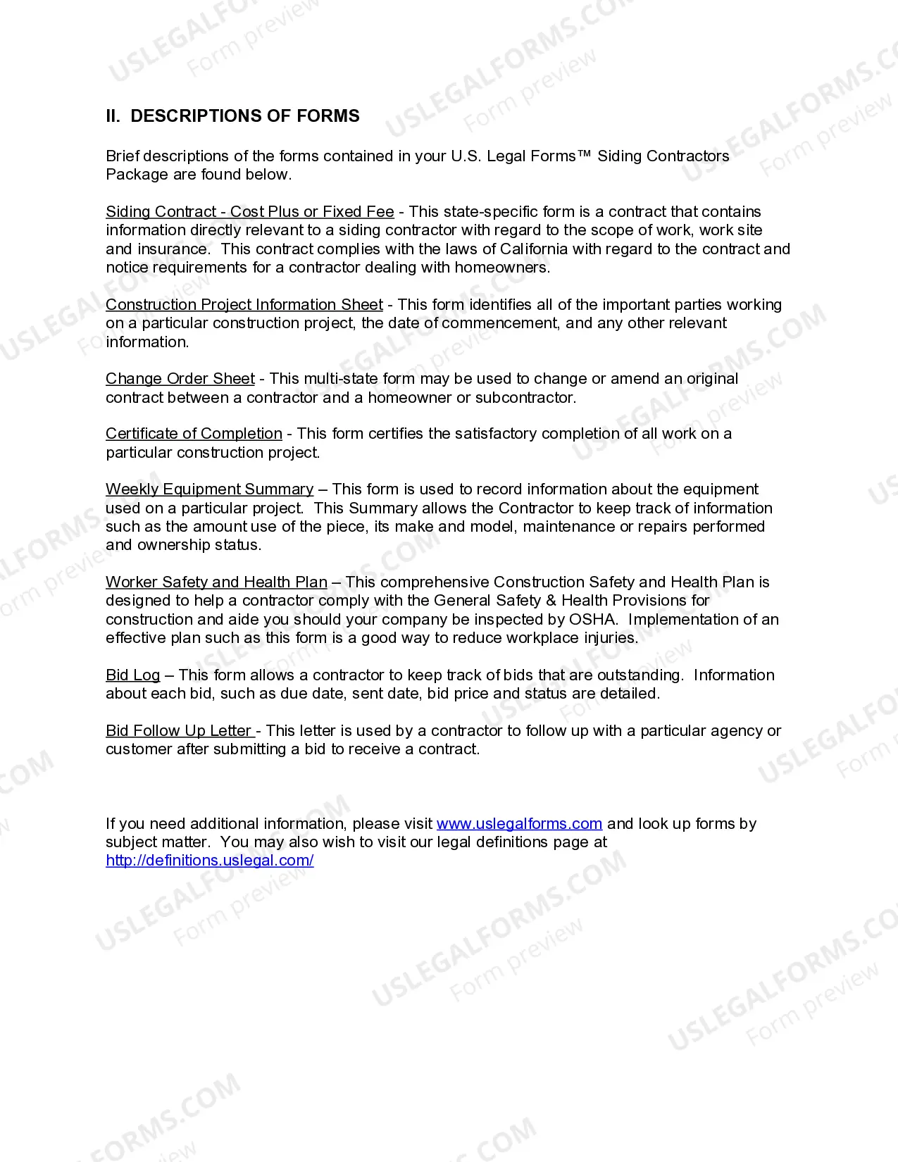 Preview California Siding Contractor Package