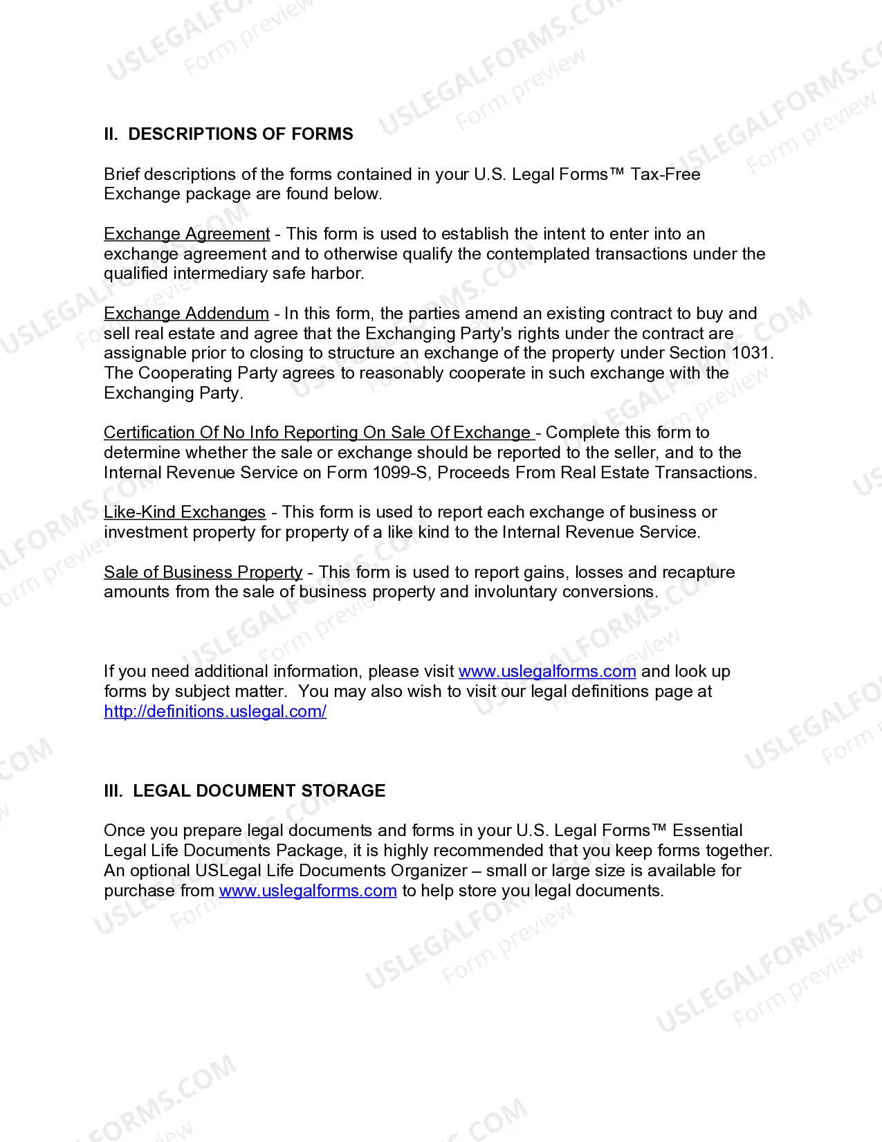 Preview California Tax Free Exchange Package