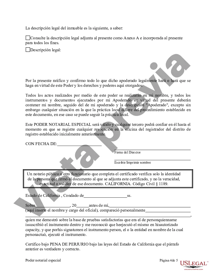 Preview Poder notarial especial o limitado para transacciones de venta de bienes raíces por parte del vendedor