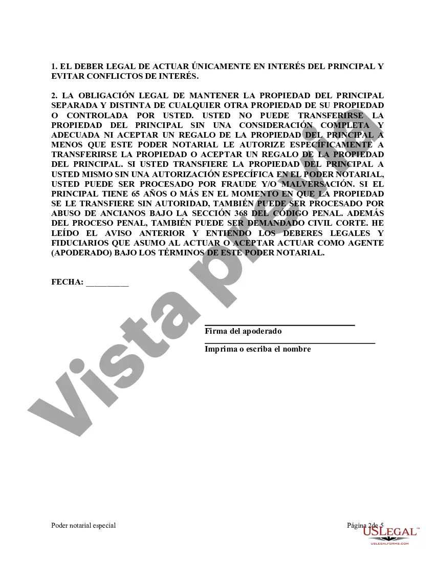 Preview Poder notarial especial o limitado para transacciones de compra de bienes raíces por parte del comprador