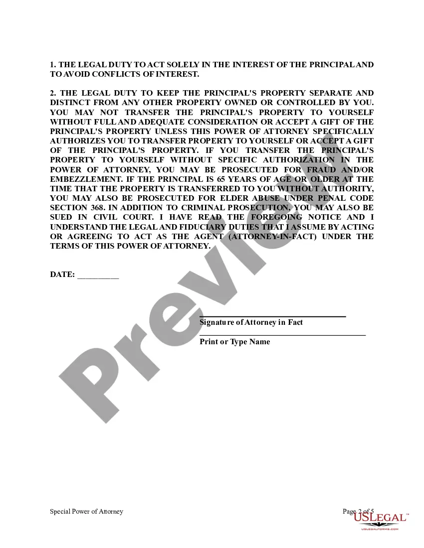 Preview Special or Limited Power of Attorney for Real Estate Purchase Transaction by Purchaser