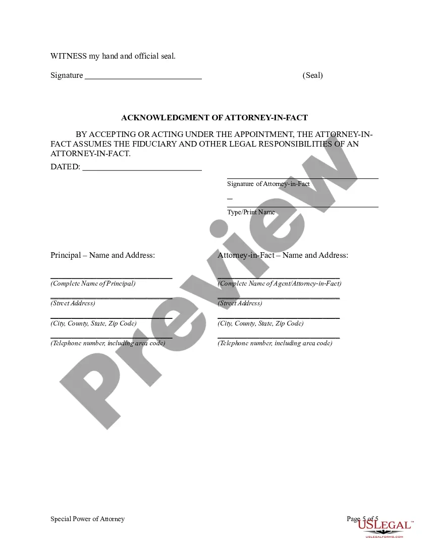 Preview Special or Limited Power of Attorney for Real Estate Purchase Transaction by Purchaser