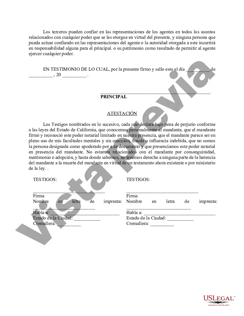 Preview Poder notarial limitado en el que se especifican poderes con ejemplos de poderes incluidos